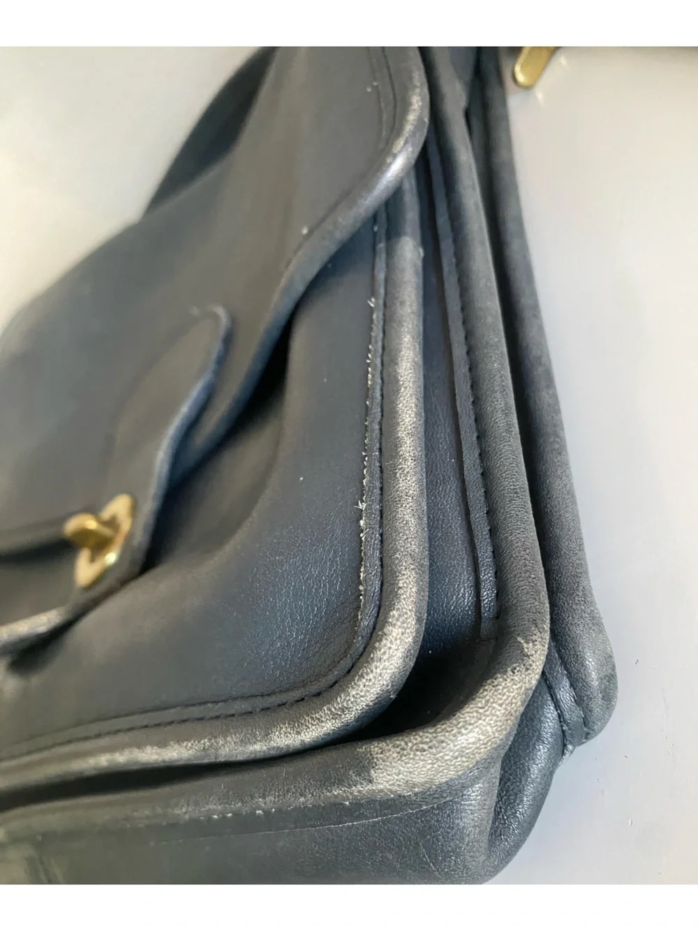 Vintage Coach 5130 Station Bag Blue Leather Crossbody Bag With Removable Strap
